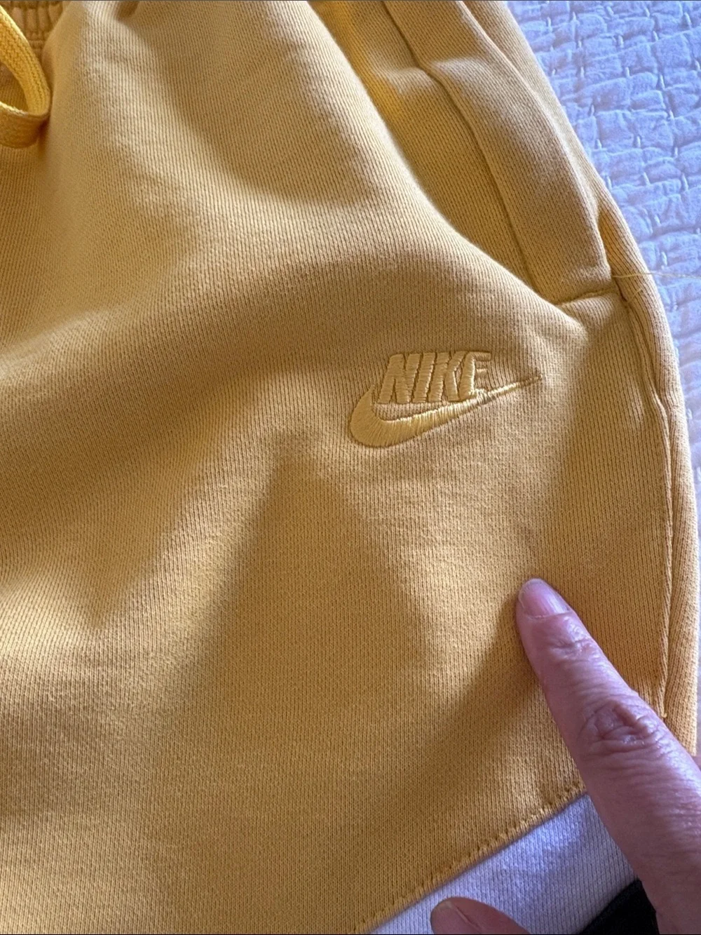 Nike EUC Sweat Pants Navy Yellow Colorblock Design L